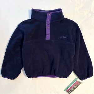 Vintage 1994 LL Bean NWT Kids Polartec Fleece Jacket S Girls Navy Blue Purple